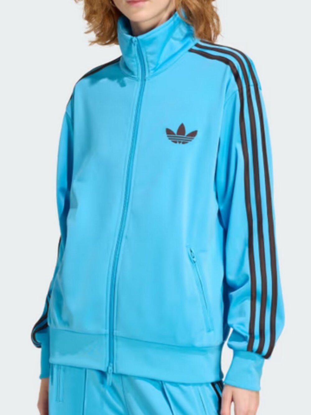 Adidas Adicolor Firebird track jacket Loose Fit Womens Size M Blue / Brown